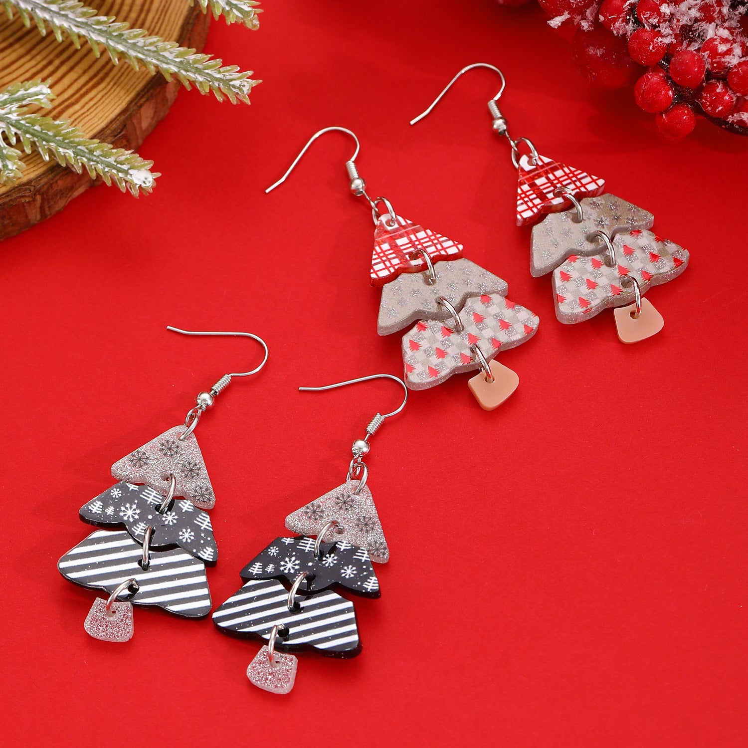 Christmas Tree Kitty Creative Christmas Acrylic Earrings