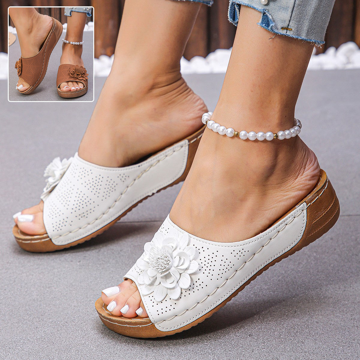 Women's Flower Wedge Sandals – Retro Hollow Summer Beach Shoes