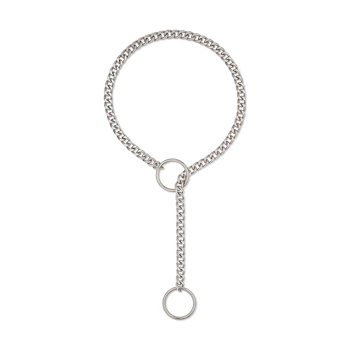 Stainless Steel Lariat Heart Necklace | Heavy Ring Cuban Long Chain Punk Rock Slipchain Choker Collar for Women & Men