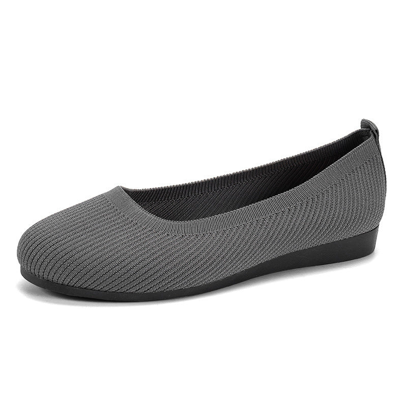 Women's Casual Round Toe Slip-On Flats – Comfortable Soft Knit Mesh Shoes