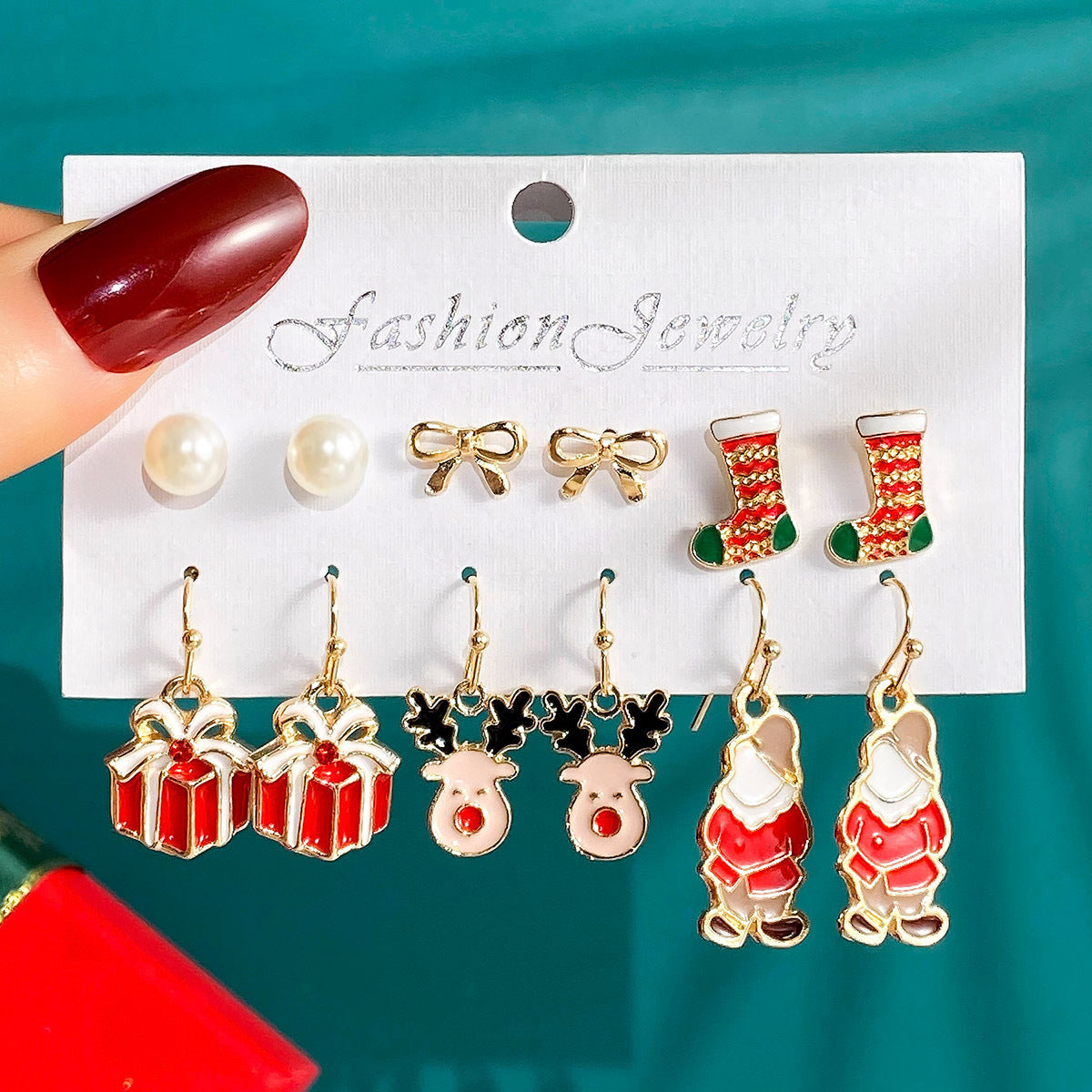 Christmas Series Snowflake Bell Earrings Combination Suit