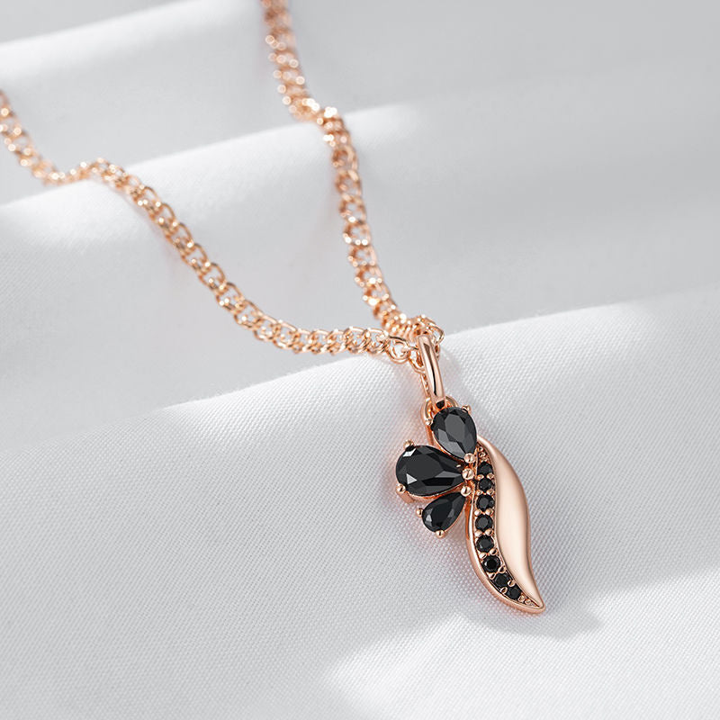 Purple Gold Light Luxury Simple Irregular Black Zircon Necklace