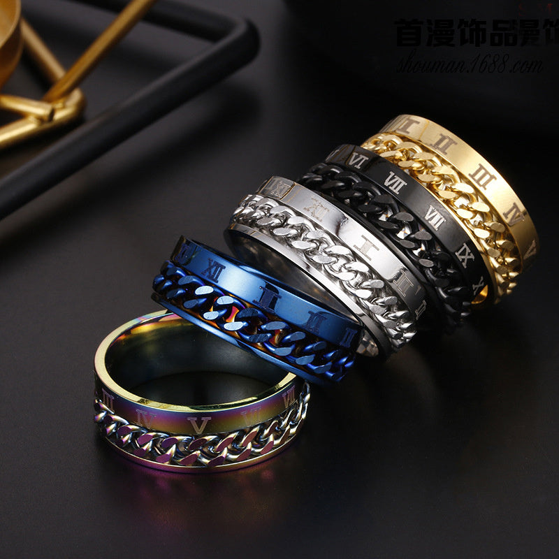 Roman Letter Rotatable Chain Rings