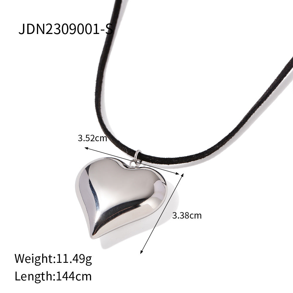 Gold Plated Stainless Steel Love Heart Necklace | Hypoallergenic Chunky Water-Resistant Women’s Jewelry | Smooth & Tarnish-Free