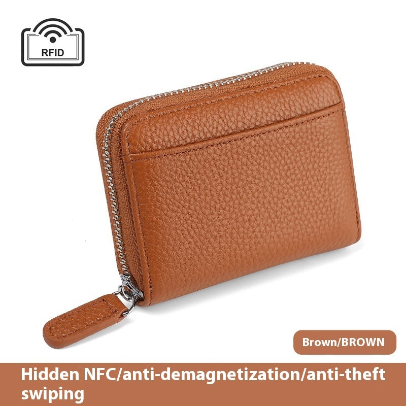 2024 RFID Leather Card Wallet - Small Zipper Coin Purse & Credit Card Holder for Men & Women