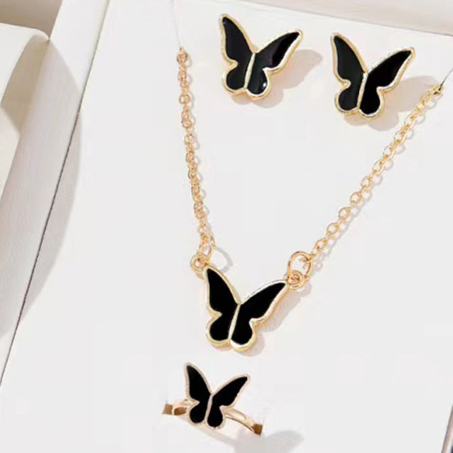 5PCS Butterfly Jewelry Set for Women | Necklace, Earrings, Ring & Bracelet | Bridal Wedding Gift