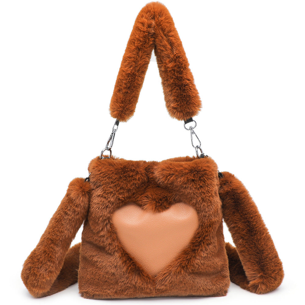 Women's Fluffy Shoulder Bag - Plush Top-Handle Tote, Winter Fashion Handbag for Girls & Women