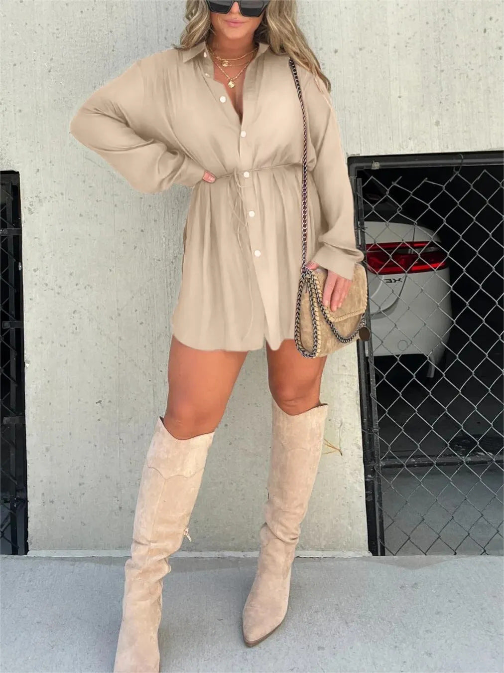 Long Sleeve Jumpsuit With Button Fashion Shirt