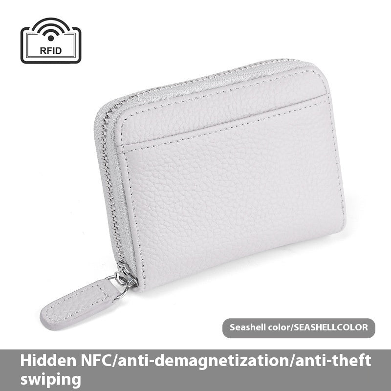 2024 RFID Leather Card Wallet - Small Zipper Coin Purse & Credit Card Holder for Men & Women