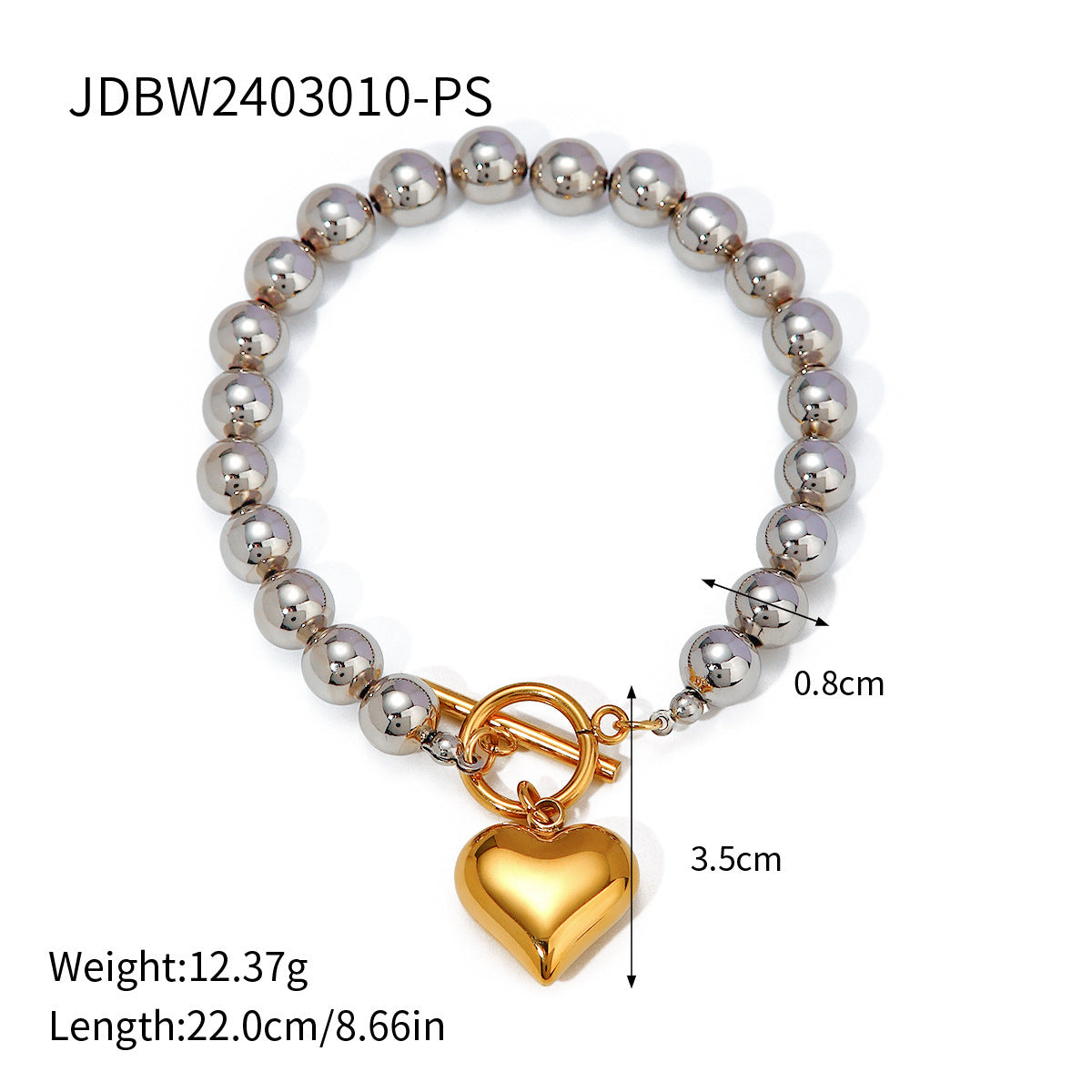 Gold Plated Stainless Steel Love Heart Necklace | Hypoallergenic Chunky Water-Resistant Women’s Jewelry | Smooth & Tarnish-Free