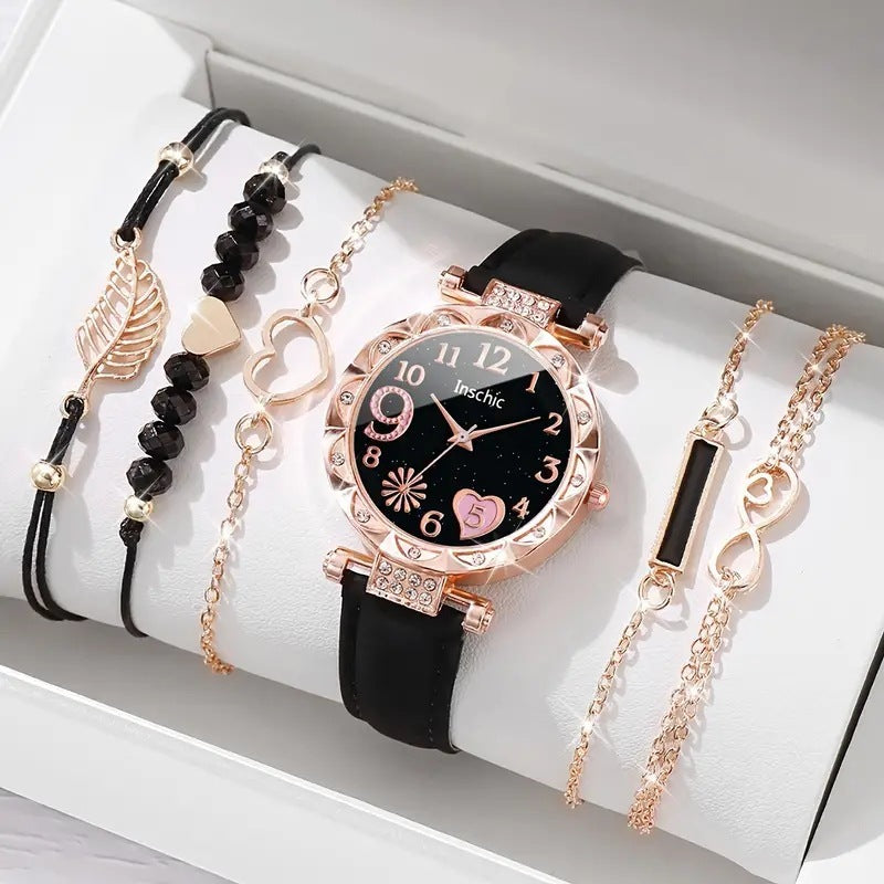 Women's Diamond Dial Belt Quartz Watch  Bracelet Suit