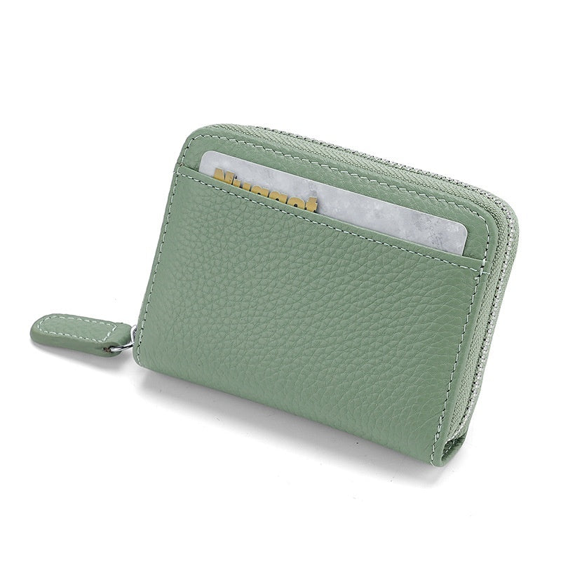 2024 RFID Leather Card Wallet - Small Zipper Coin Purse & Credit Card Holder for Men & Women