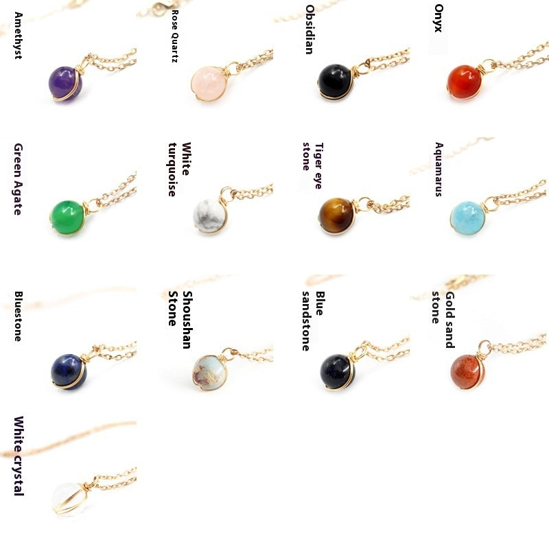 Women's Red Agate Crystal Pendant Necklace - Winding Glass Ball Jewelry Gift