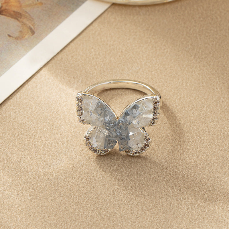 Blue Crystal Butterfly Necklace | Fashion Gradient Crystal Jewelry for Women