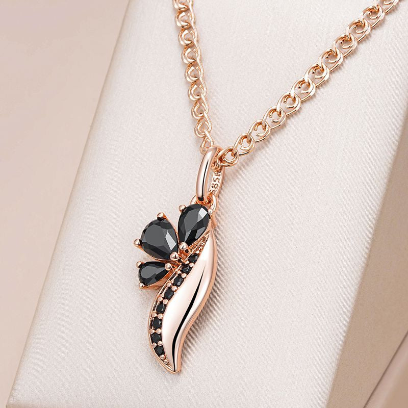 Purple Gold Light Luxury Simple Irregular Black Zircon Necklace