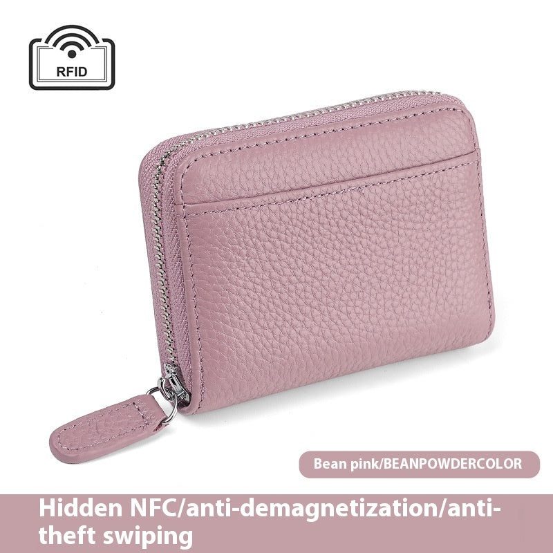 2024 RFID Leather Card Wallet - Small Zipper Coin Purse & Credit Card Holder for Men & Women