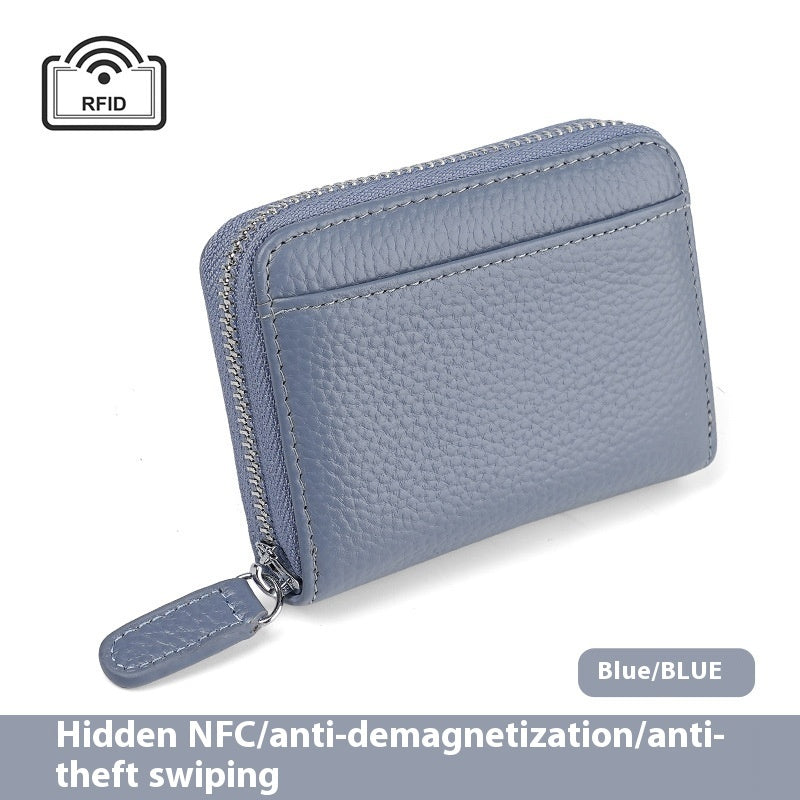 2024 RFID Leather Card Wallet - Small Zipper Coin Purse & Credit Card Holder for Men & Women