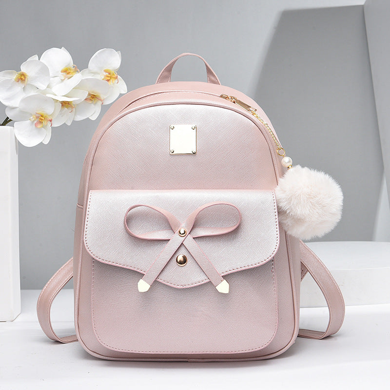 Fashion Women's PU Bow 3pcs Bag Set | Cute Backpack, Crossbody Bag & Coin Purse for Young Girls & Students