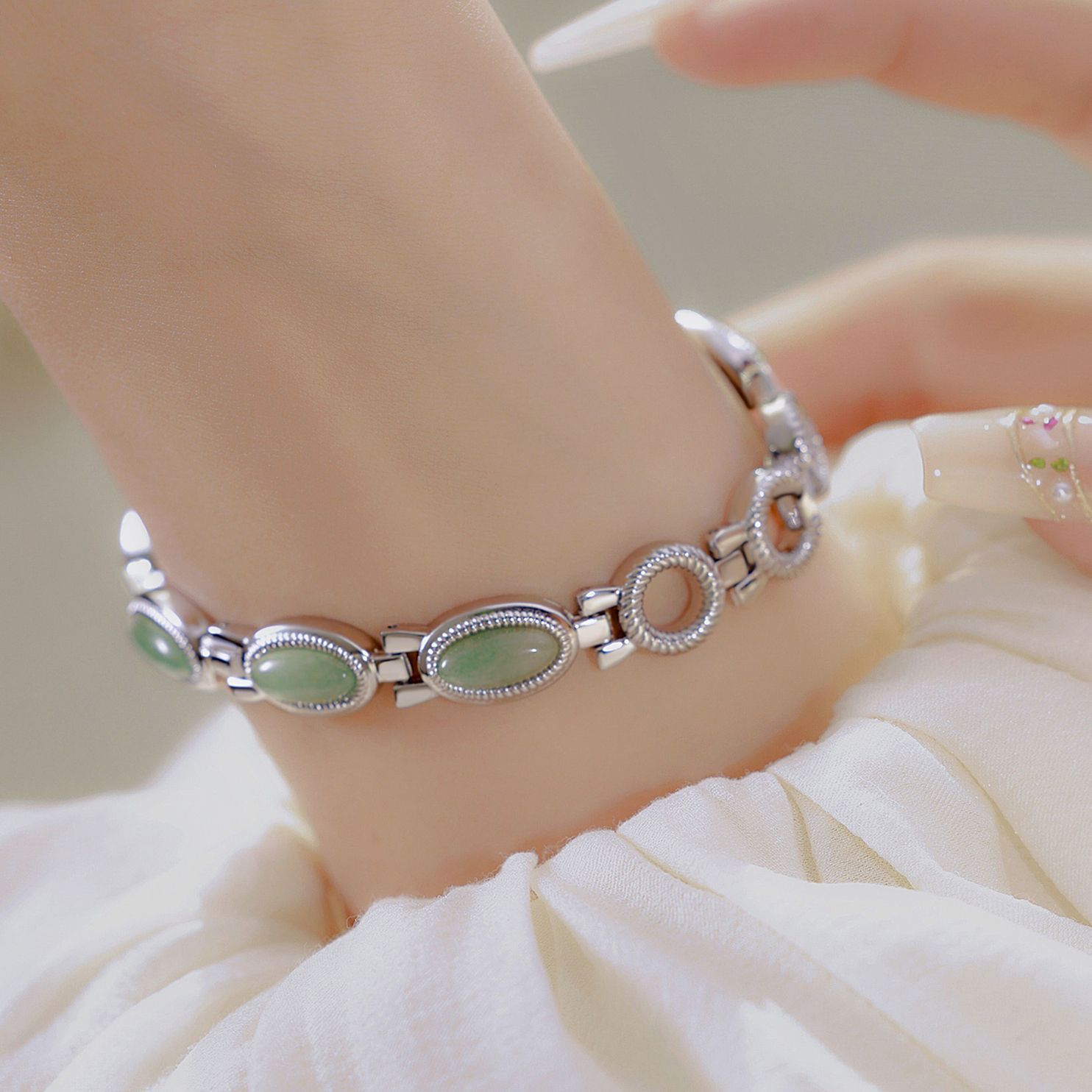 Women's Luxury Bracelet Watch - Waterproof Retro Design with Dongling Stone & Hetian Jade