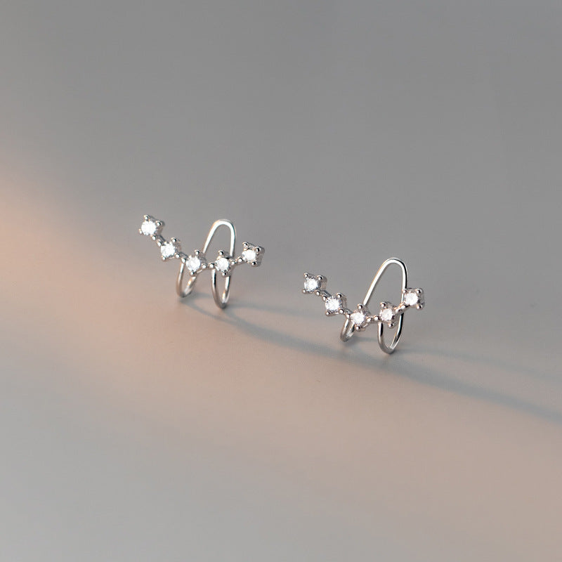 Silver Diamond With Row earring