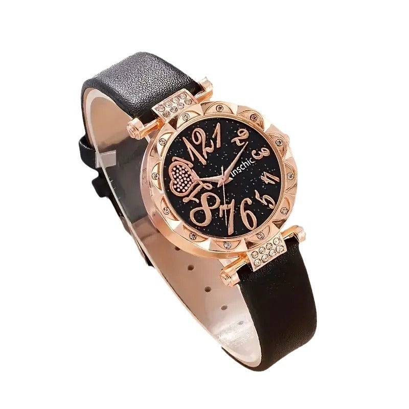 Women's Diamond Dial Belt Quartz Watch  Bracelet Suit