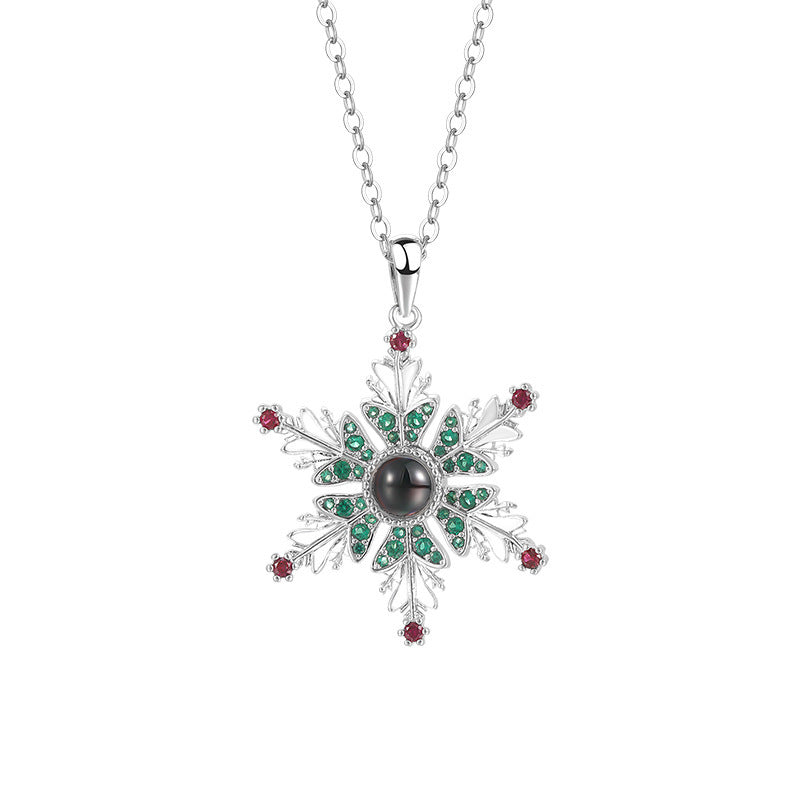 New Christmas Snowflake Necklace With Projection Design For Couples