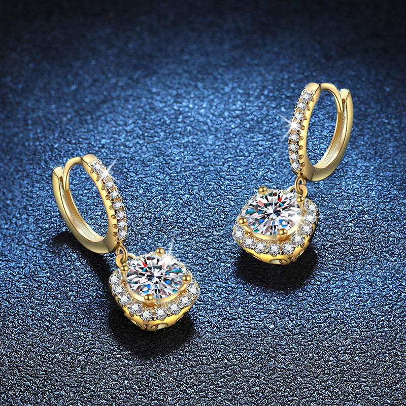 14K Classic Square Bag 925 Silver Moissanite Stud Earrings For Women