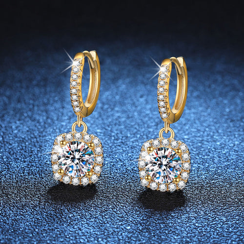 14K Classic Square Bag 925 Silver Moissanite Stud Earrings For Women