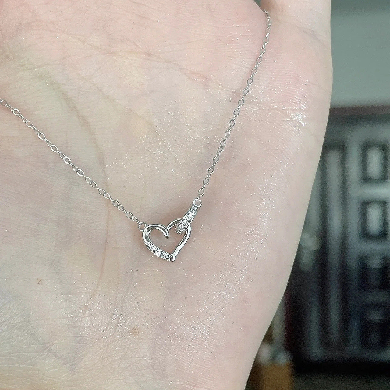 Silver Diamond Love Necklace