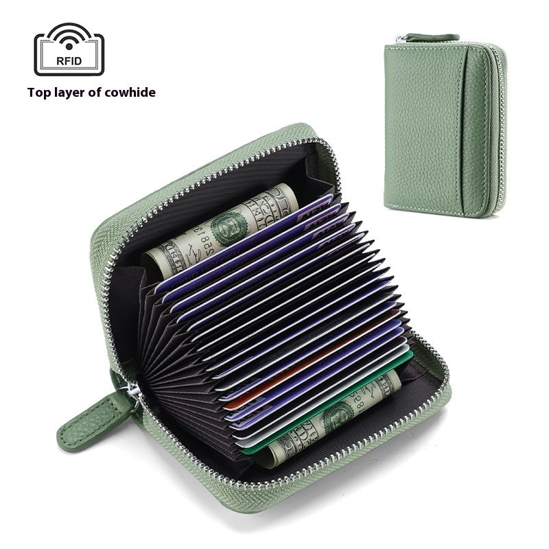 2024 RFID Leather Card Wallet - Small Zipper Coin Purse & Credit Card Holder for Men & Women