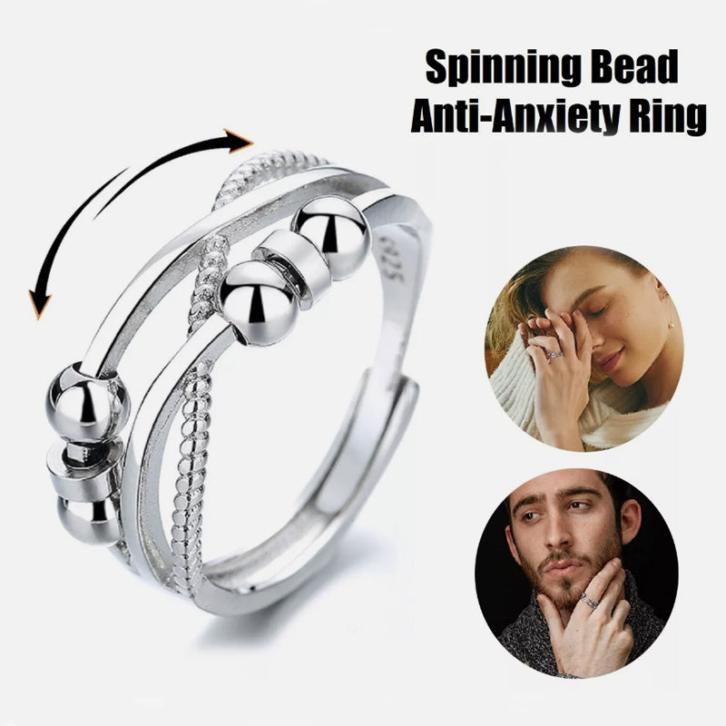 Women's Rotatable Anxiety Relief Ring - Double-Layered Hollow Line Open Design