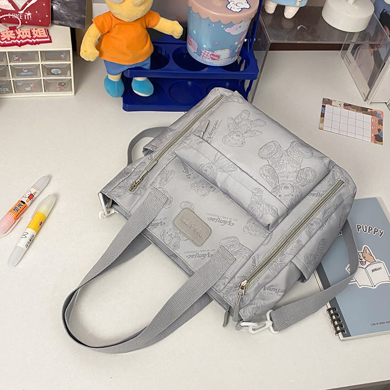 Bear Print Large Capacity Tote - Multi-Pocket Crossbody & Shoulder Bag, Lightweight Handbag