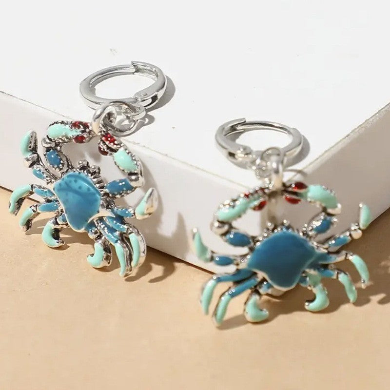 Elegant Crab Shape Earrings Glossy Metal