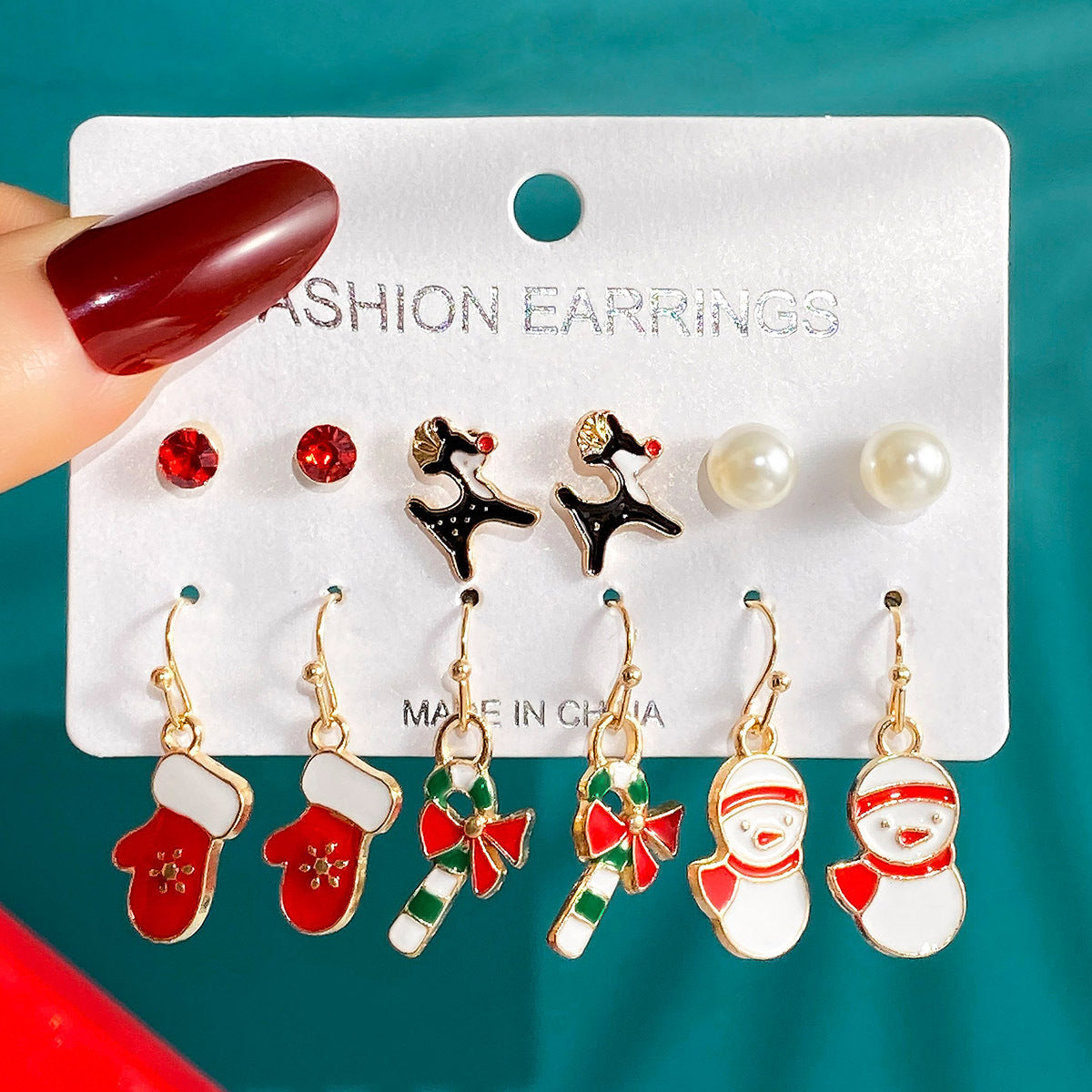 Christmas Series Snowflake Bell Earrings Combination Suit