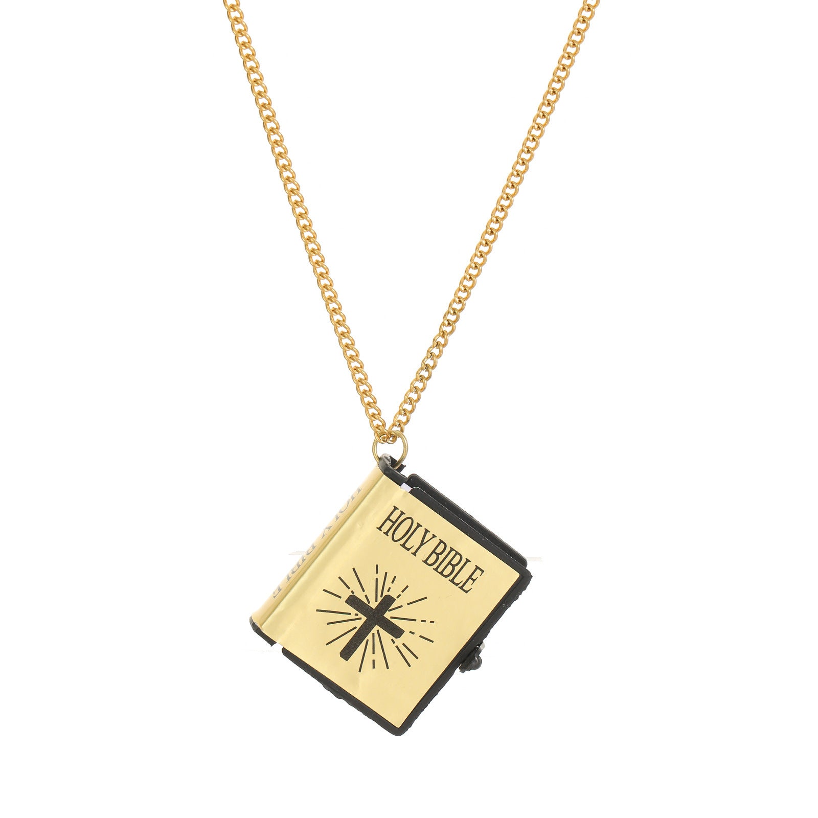 Stainless Steel Gold MINI Bible Cross Necklace