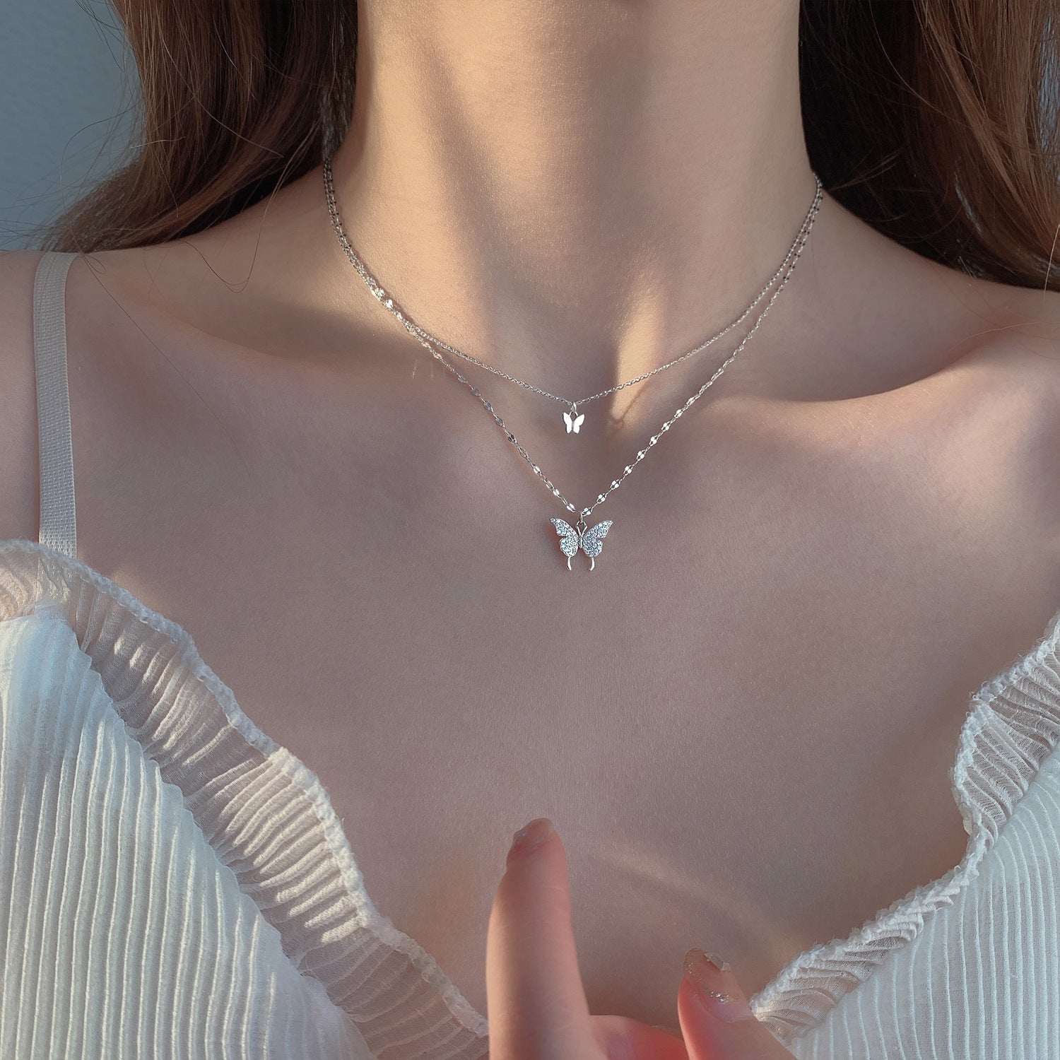 Double Butterfly Pendant Necklace | Gold Plated Butterfly Jewelry for Women | Engagement & Anniversary Gift