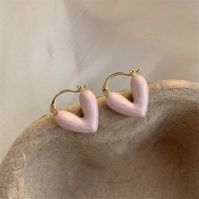 Women's Heart Pendant Drop Earrings - Enamel Luxury Jewelry, Summer Vacation Accessories