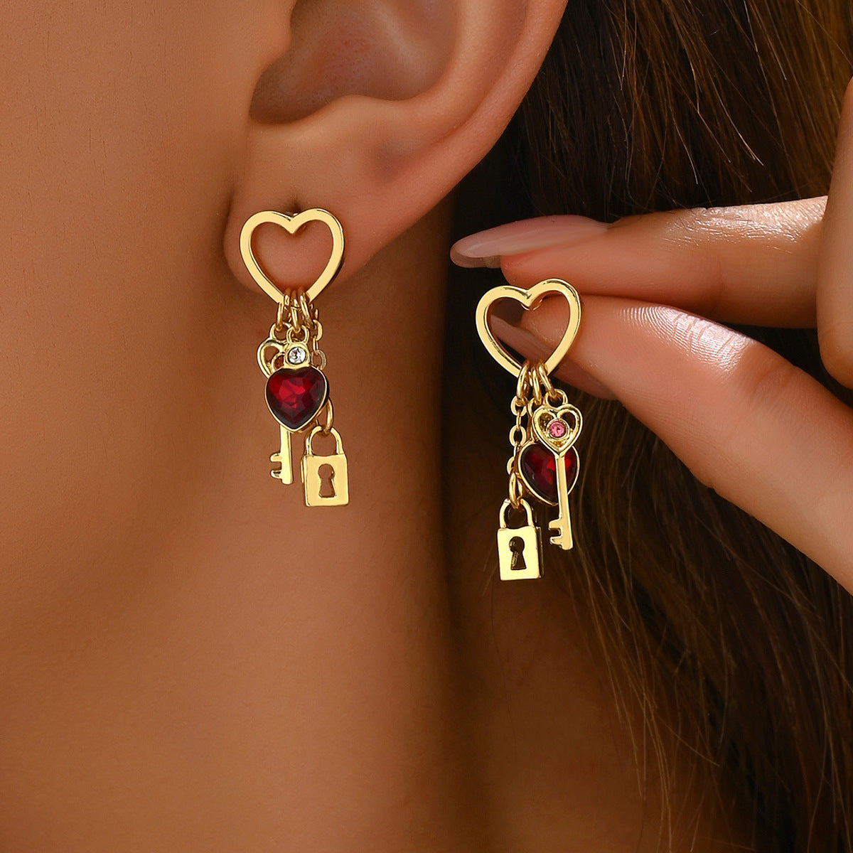 Luxury Love Earrings - Rhinestone Lock-Shaped Diamond Earrings for Women