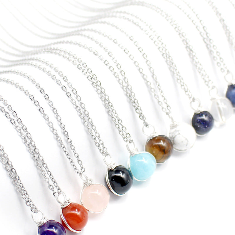 Women's Red Agate Crystal Pendant Necklace - Winding Glass Ball Jewelry Gift
