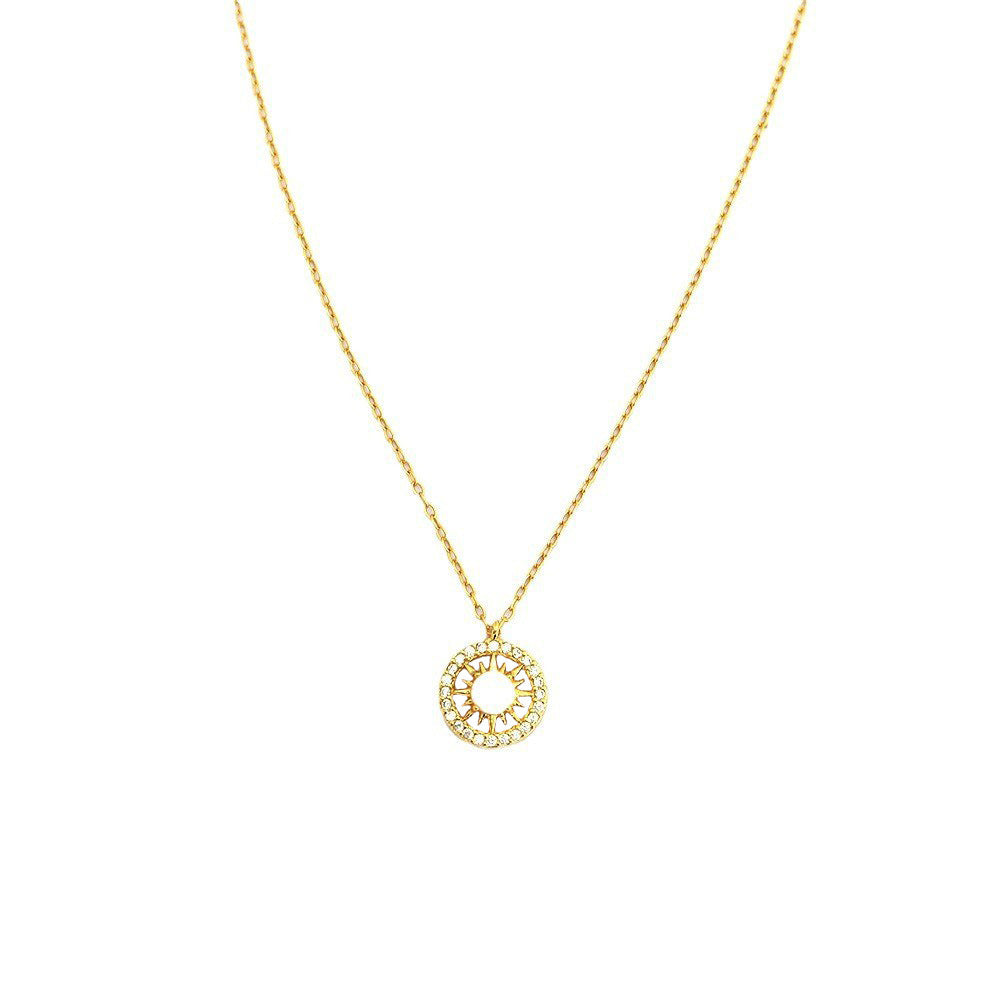 Fashion Jewelry Niche Moon & Sun Necklace | Silver Opal Celtic Moon Pendant with Sun & Asterism Diamond Detail