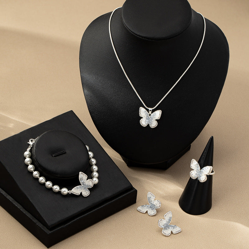 Blue Crystal Butterfly Necklace | Fashion Gradient Crystal Jewelry for Women