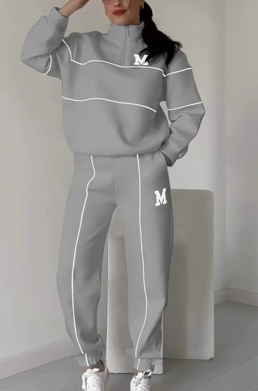 TWO Piece Outfits Lounge Hoodless Pullover with pockets
