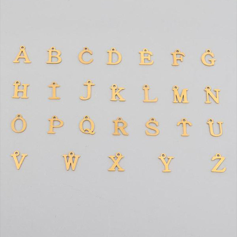 26 English Letter Necklace - Stainless Steel Clip Chain with Imitation Pearl Pendant for Women & Men
