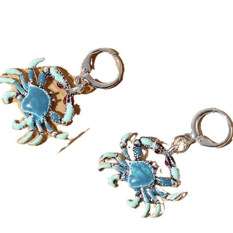 Elegant Crab Shape Earrings Glossy Metal