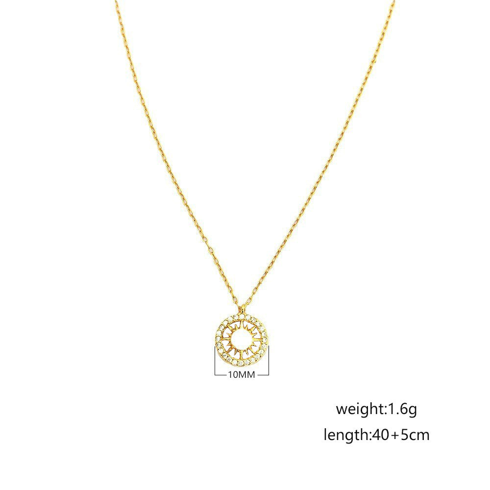 Fashion Jewelry Niche Moon & Sun Necklace | Silver Opal Celtic Moon Pendant with Sun & Asterism Diamond Detail