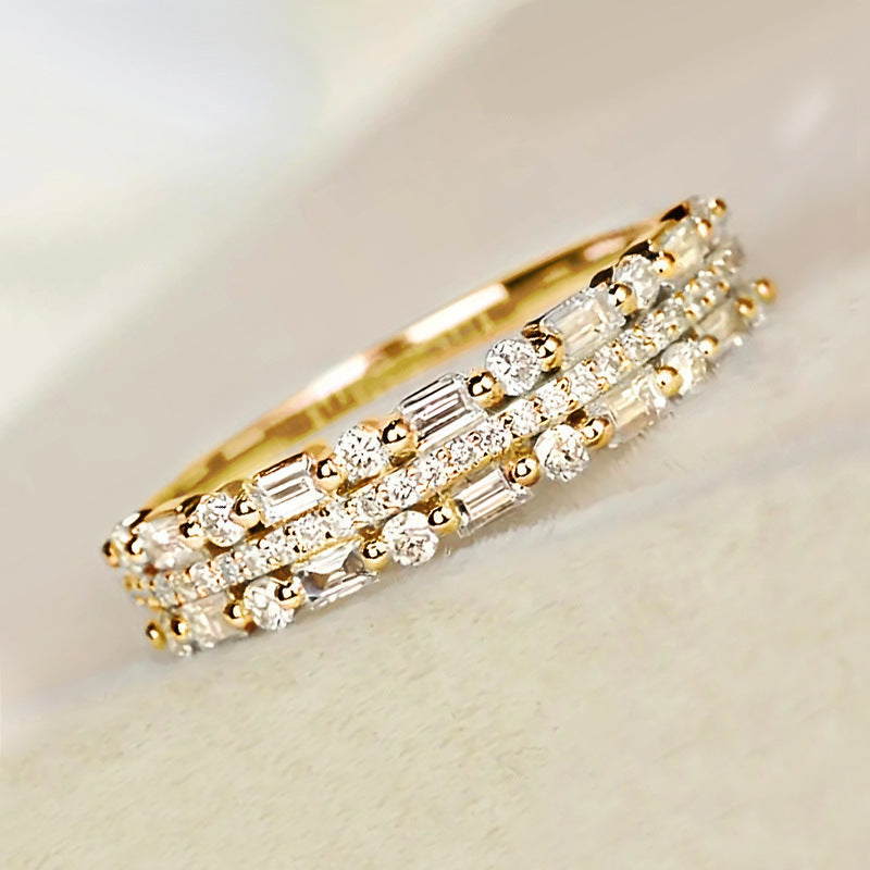Women's Three-Layer Circle Line Ring – Multilayer Fine Jewelry Gift