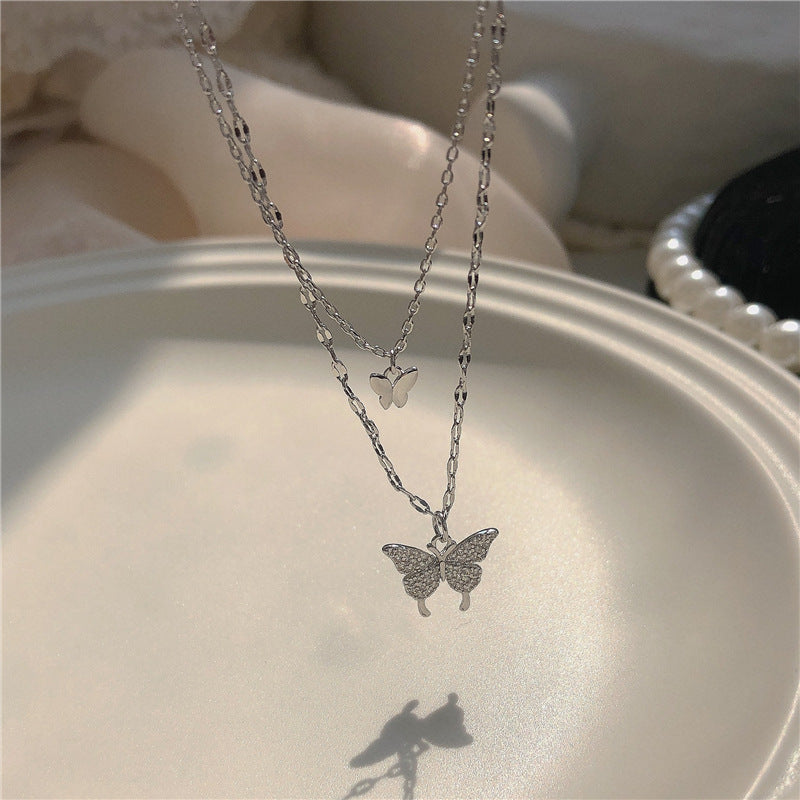 Double Butterfly Pendant Necklace | Gold Plated Butterfly Jewelry for Women | Engagement & Anniversary Gift