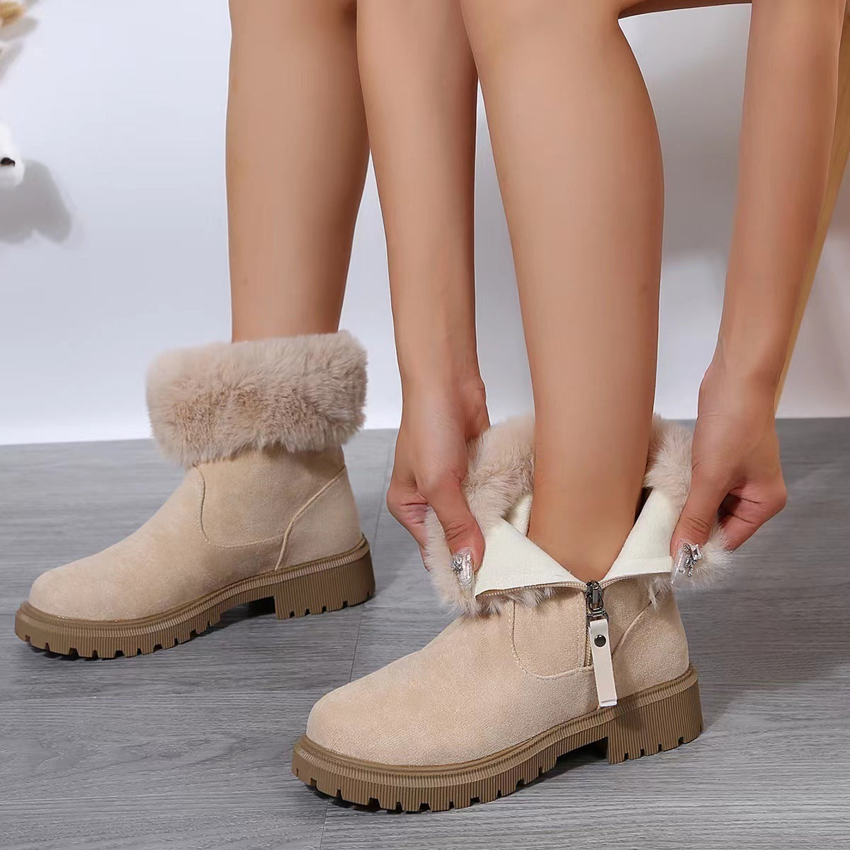 Warm Plush Boots Winter Side-Zipper Snow Boot