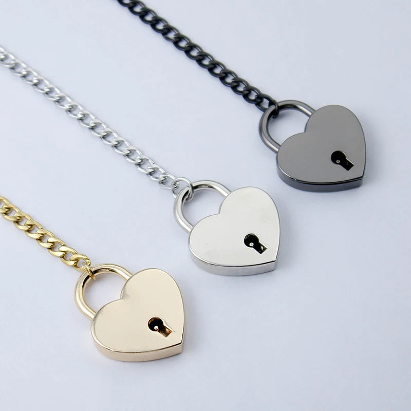 2025 Fashion Jewelry Slip Chain Necklace | Adjustable Long Cuban Necklace with Heart O-Ring & Lock Core Key Pendant