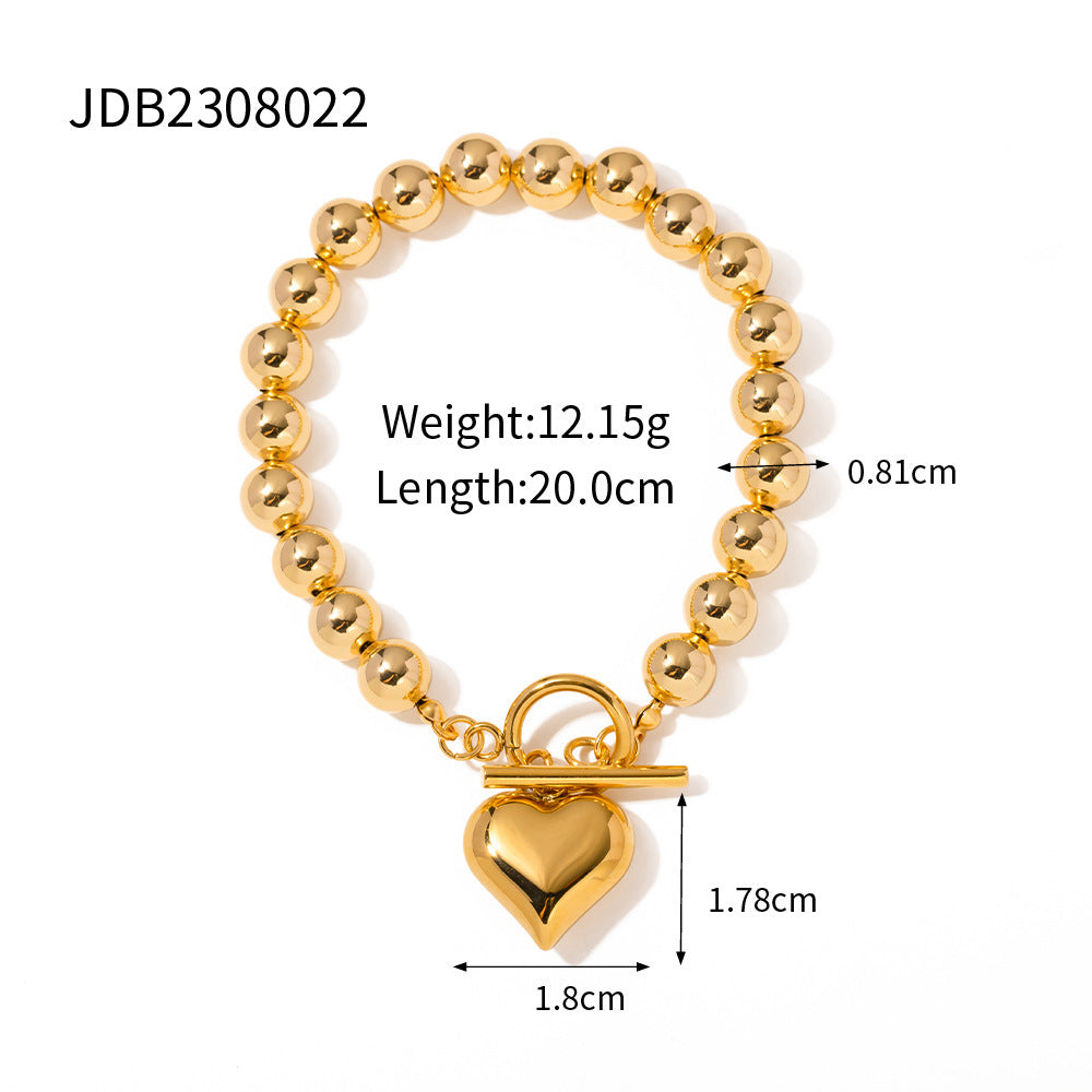 Gold Plated Stainless Steel Love Heart Necklace | Hypoallergenic Chunky Water-Resistant Women’s Jewelry | Smooth & Tarnish-Free